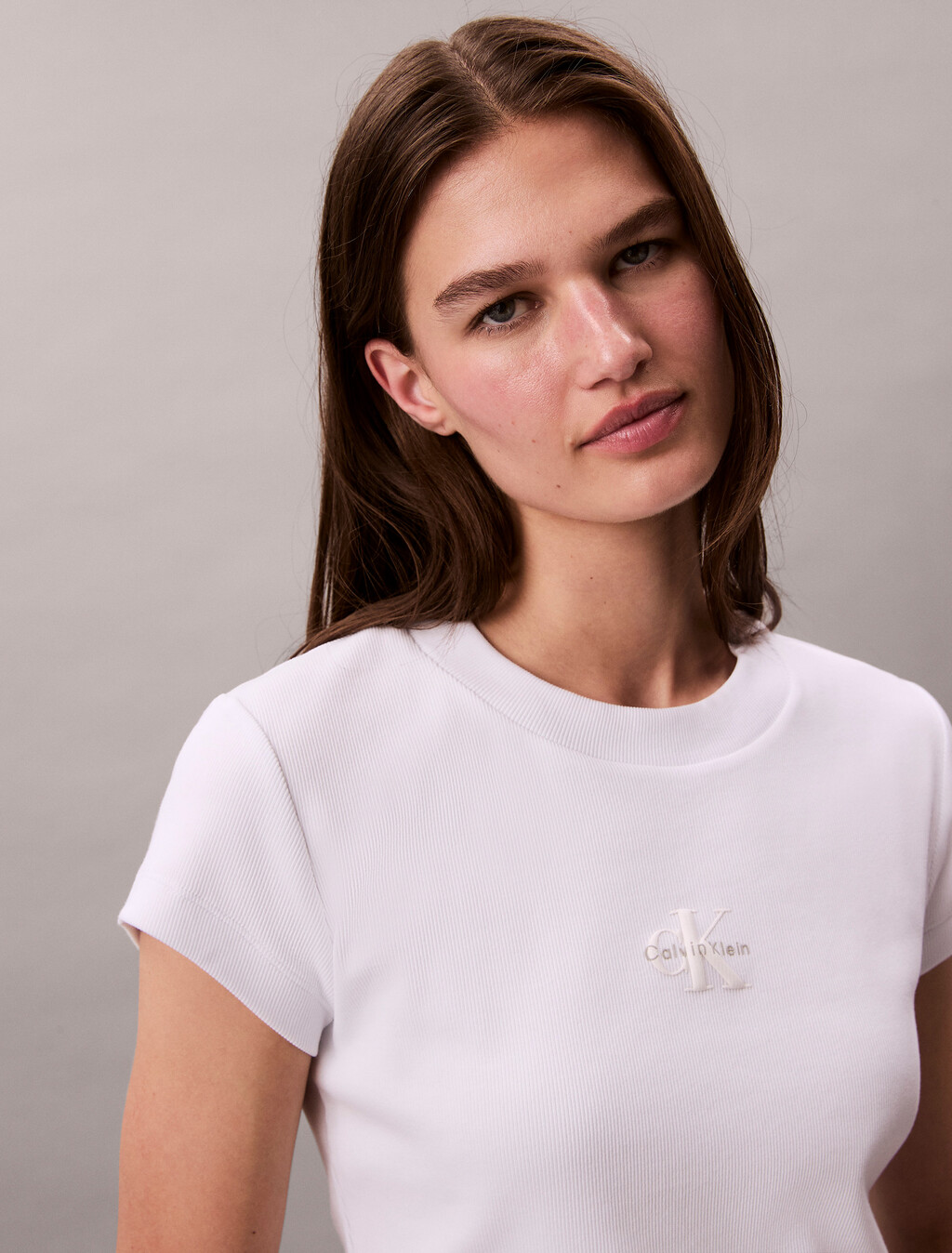 Monogram 標誌修身短版 T 恤, Bright White, hi-res
