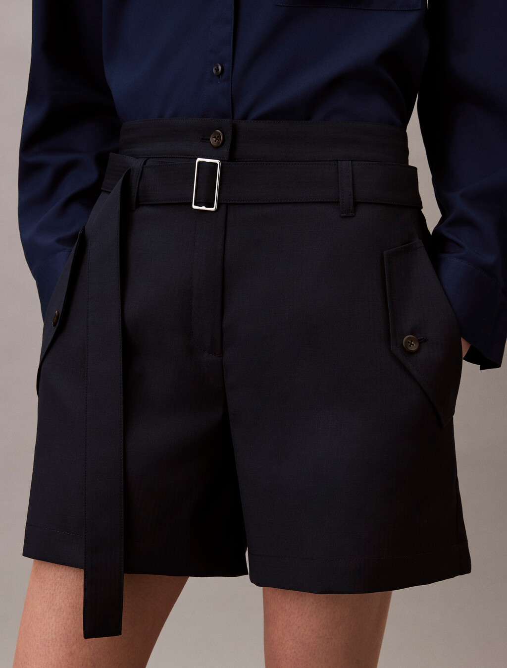 Herringbone Utility Belted Short, Dark Sapphire, hi-res
