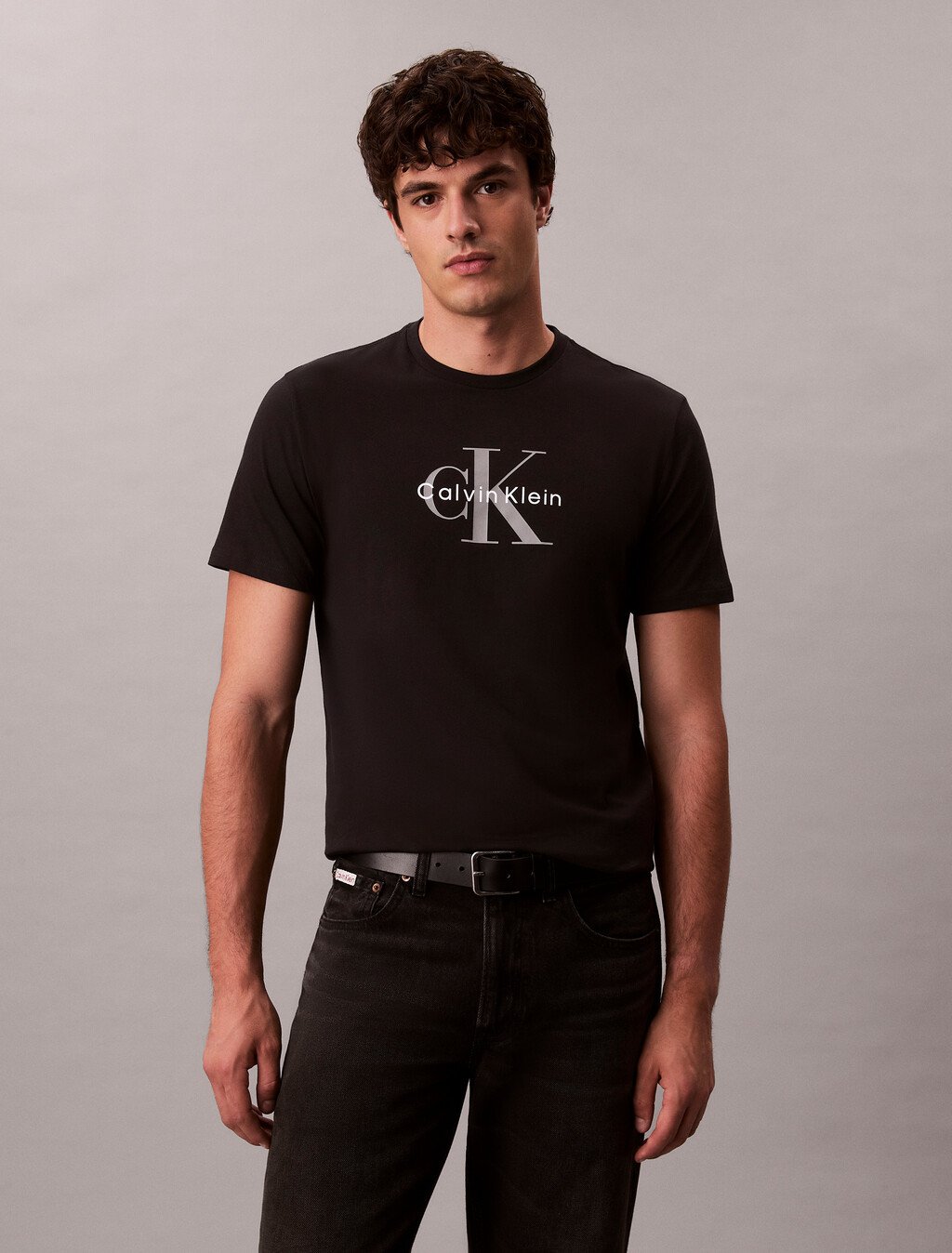 Monogram 圓領 T 恤, Black, hi-res