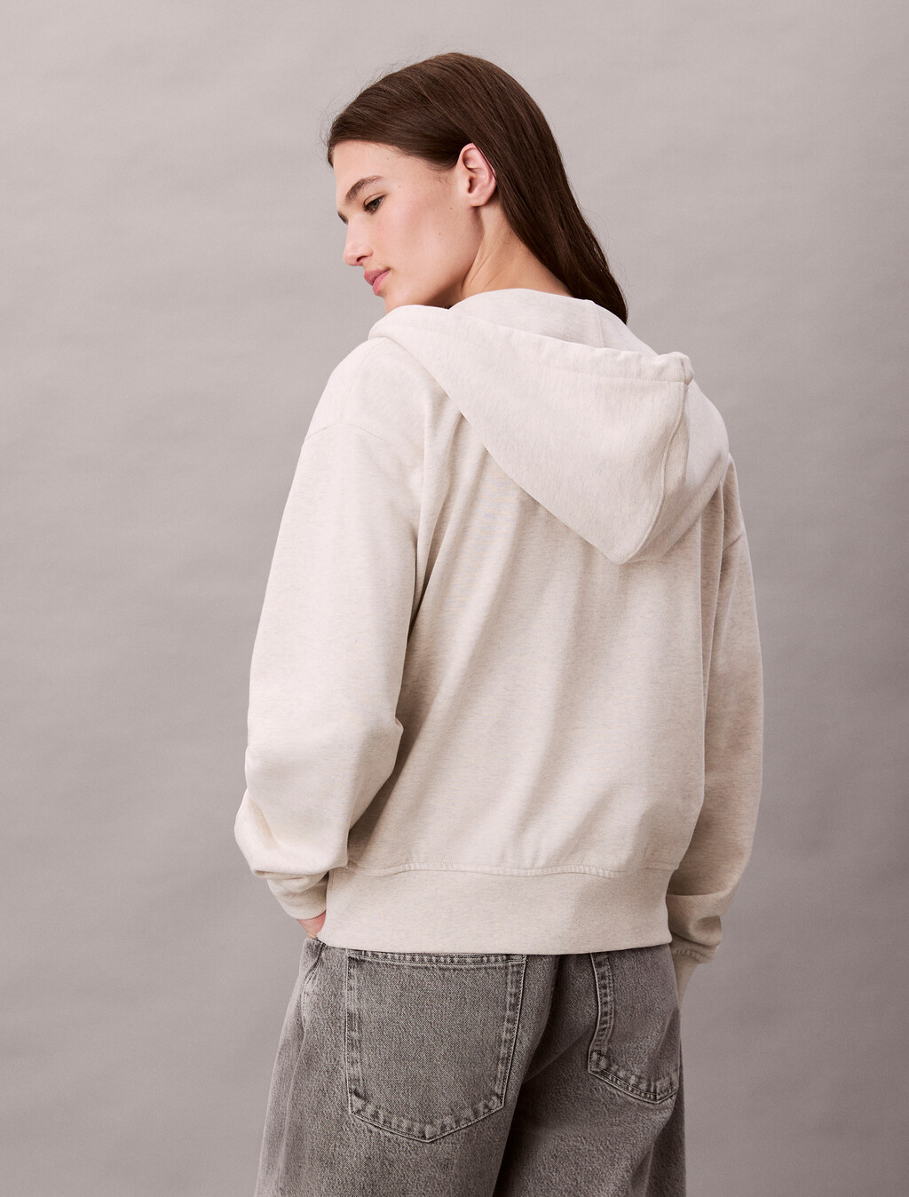 Monogram 棉質毛圈布連帽外套, Vanilla Heather, hi-res