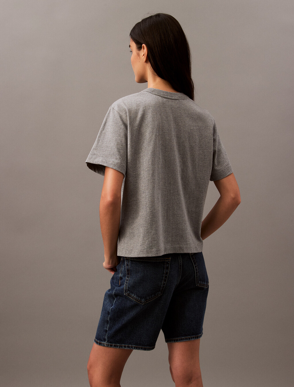 Calvin Klein Hero Modern 方形剪裁 T 恤, Medium Grey Htr, hi-res