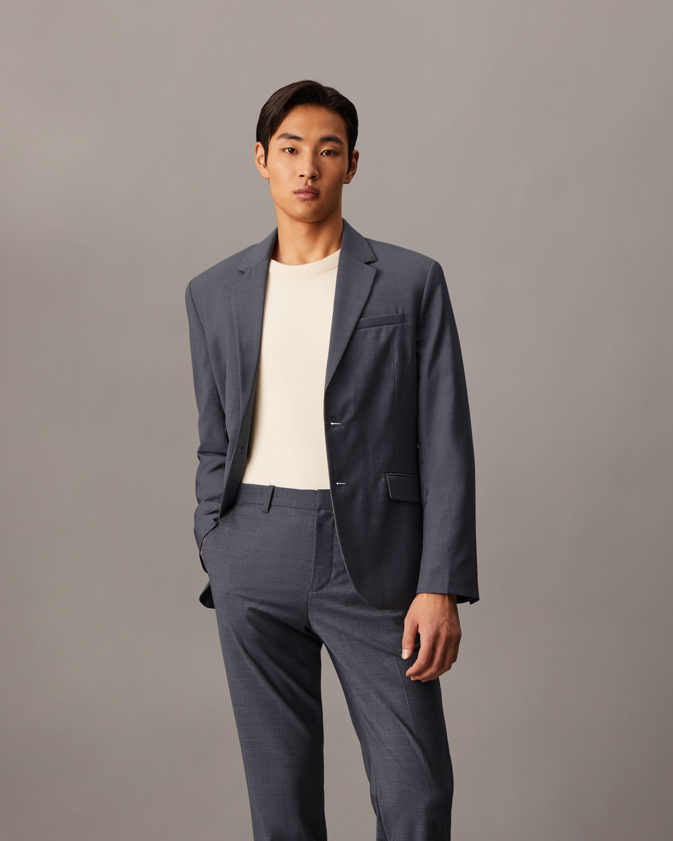 Refined Wool Slim Blazer grey Calvin Klein Taiwan