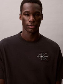 Velvet Monogram Tee, Black, hi-res