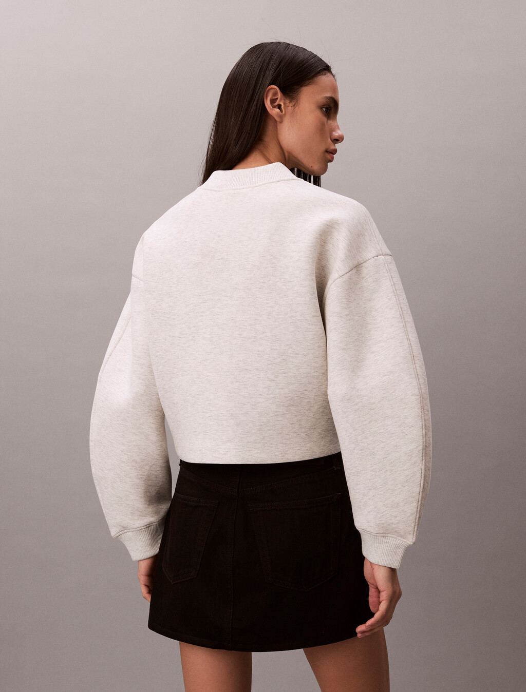 Oversized  Zip Bomber Jacket, BA01 Vanille Heather, hi-res