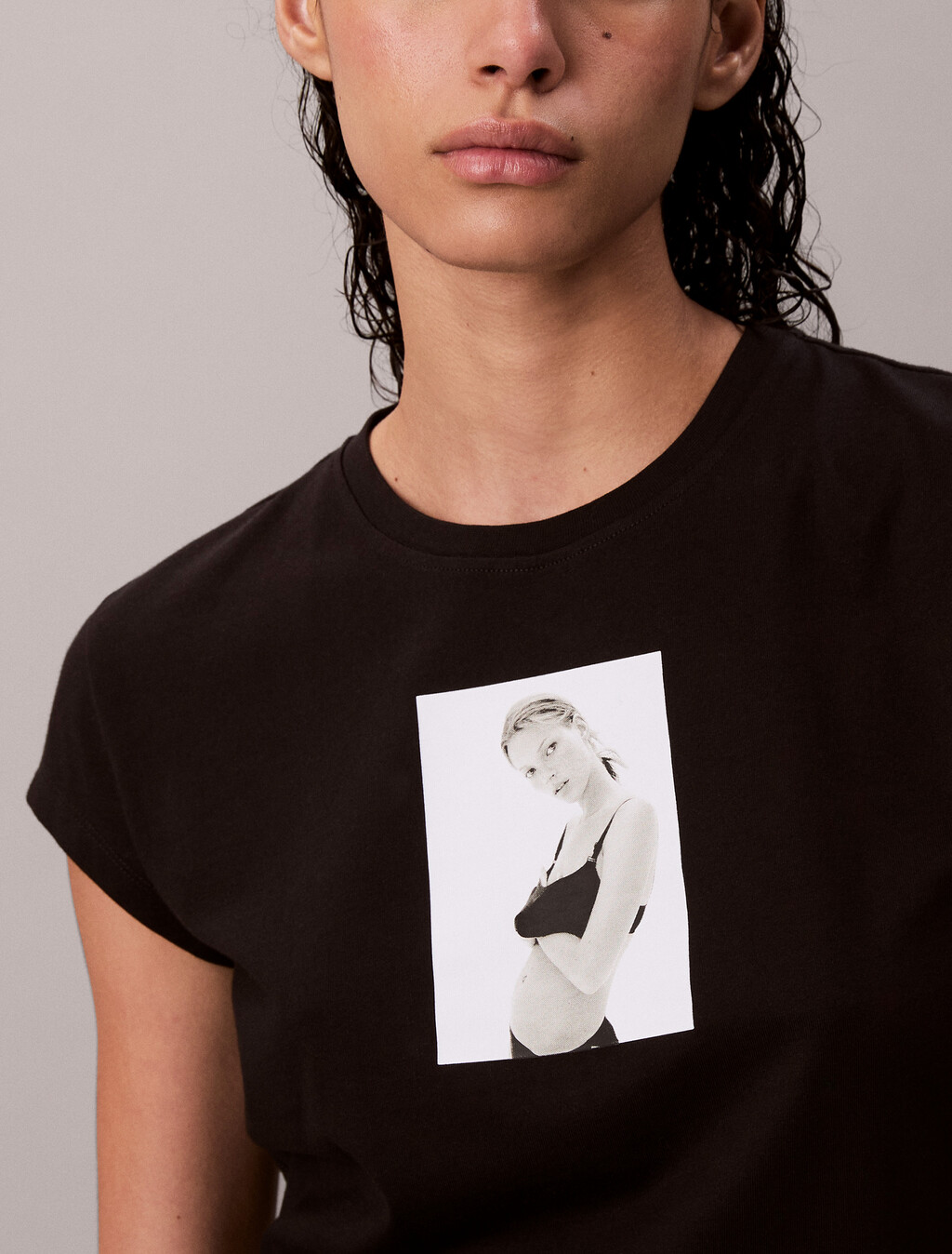 Kate Moss 圖案緊身 T 恤, Black, hi-res