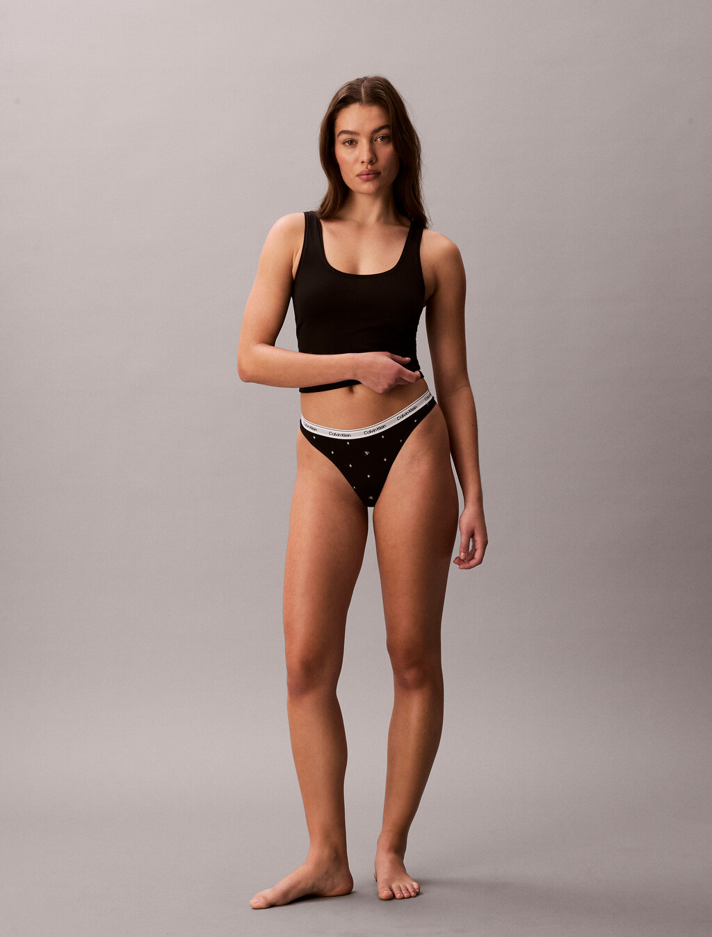 Modern Logo Thong, Seeing Stars BLACK, hi-res