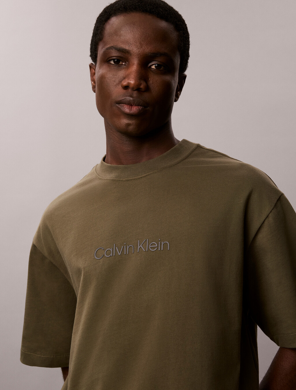 Calvin Logo Crew Neck Tee, Olive Night, hi-res