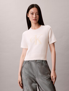 Monologo Cropped Jumper, White Greige, hi-res