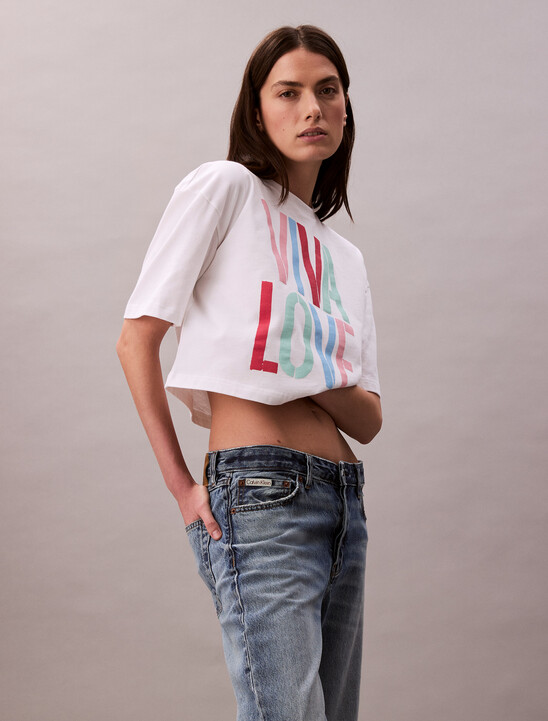 Pride Viva Love Graphic Cropped Relaxed T-Shirt