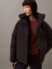 Heavyweight Cropped Puffer Coat, Black Beauty, hi-res