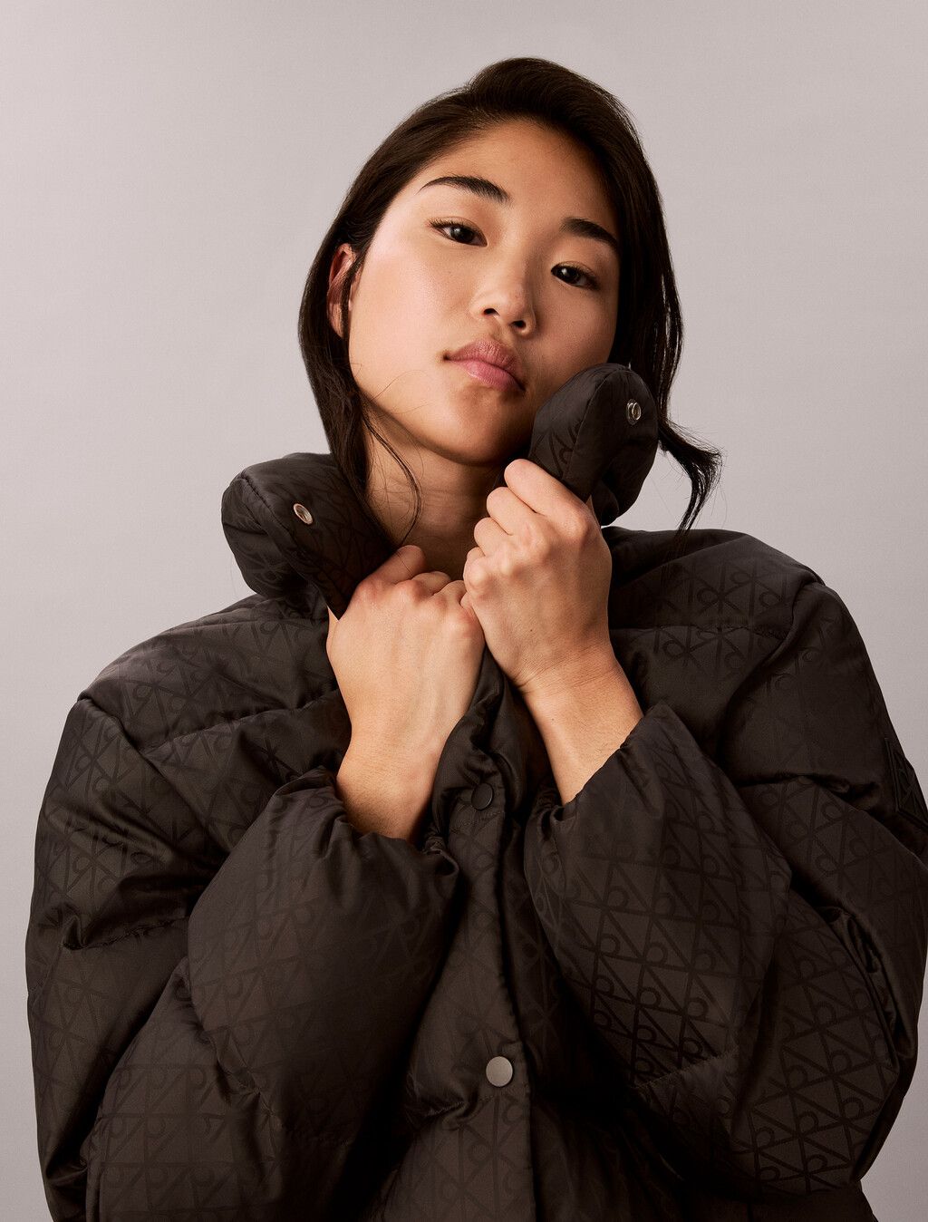 標誌羽絨外套, Black CK Emblem Jacquard, hi-res