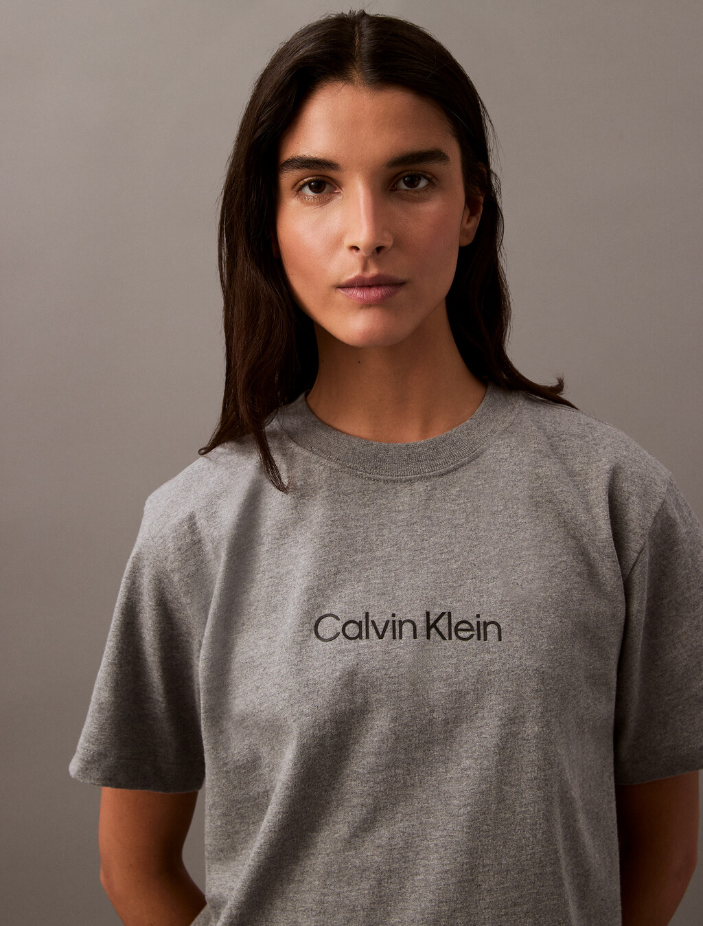 Calvin Klein Hero Modern 方形剪裁 T 恤, Medium Grey Htr, hi-res
