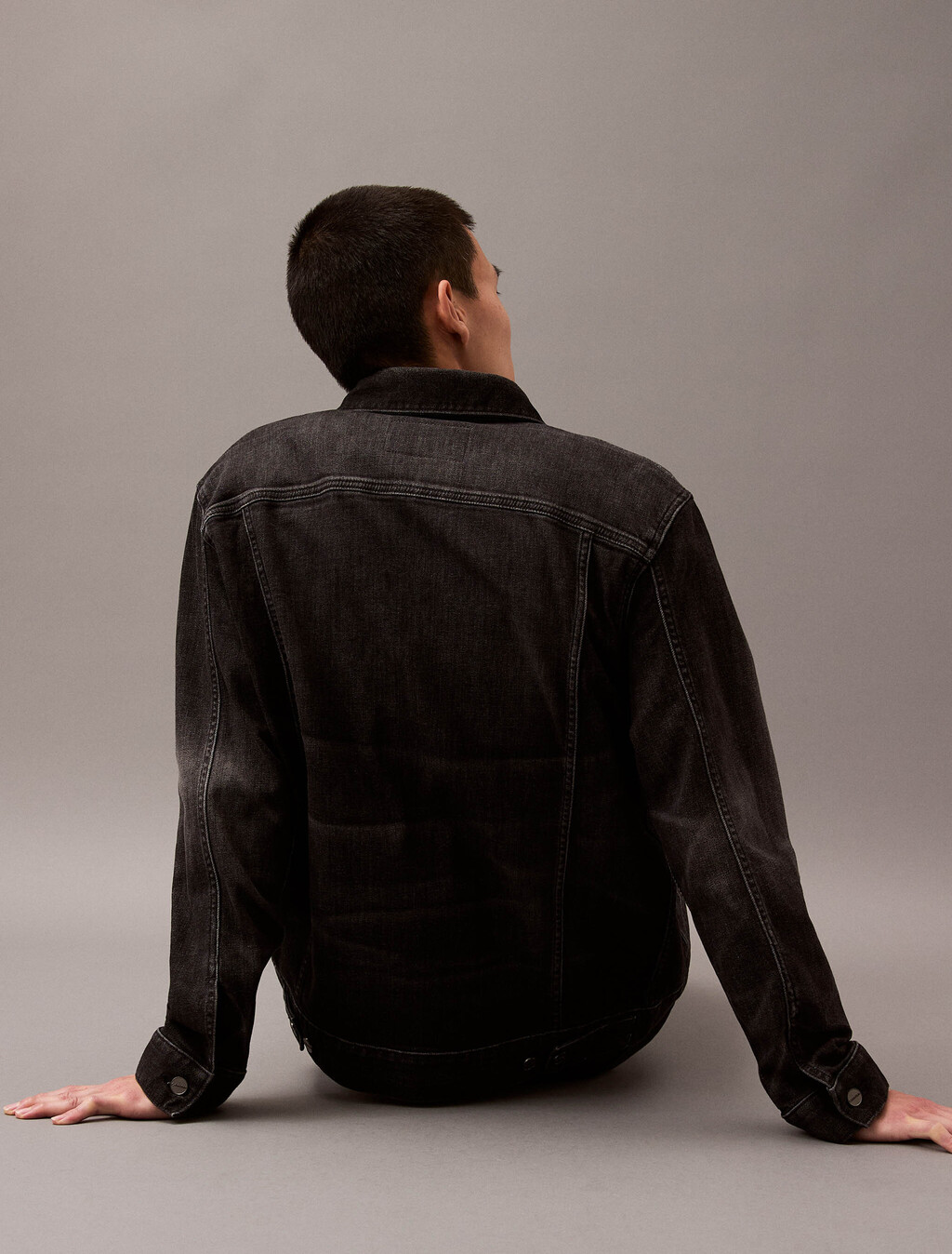 Cashmere Denim Trucker Jacket, MIDNIGHT STONE, hi-res