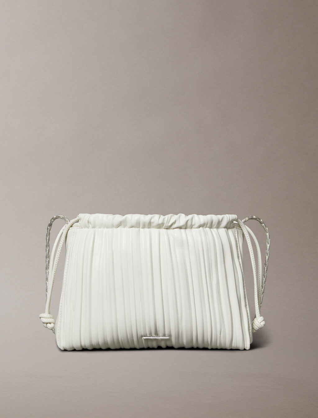 Drawstring Plisse Crossbody Bag, Lily White, hi-res
