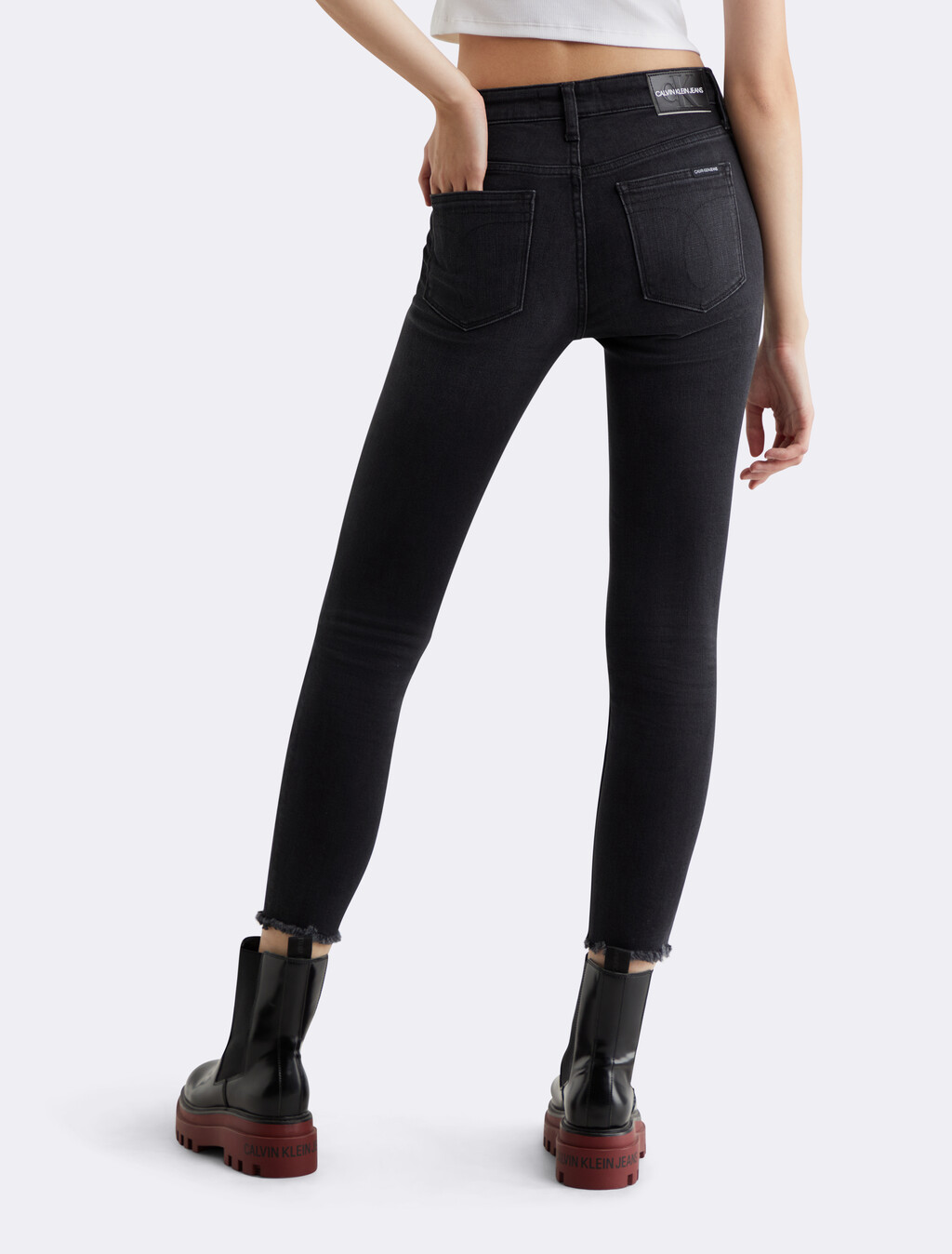 CKJ 010 Distressed High Rise Skinny Ankle Jeans, Acd Wash Black Dstr Hem, hi-res