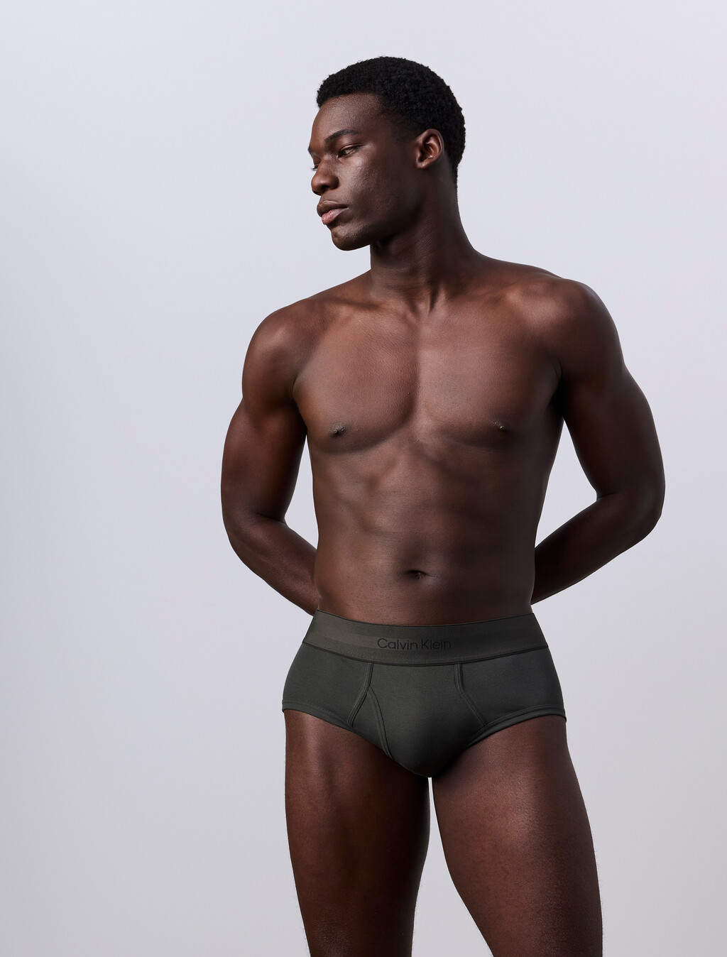 Jung Kook for Calvin Klein Heritage Cotton 3-Pack Brief, Dark Denim/Peat/Lily, hi-res