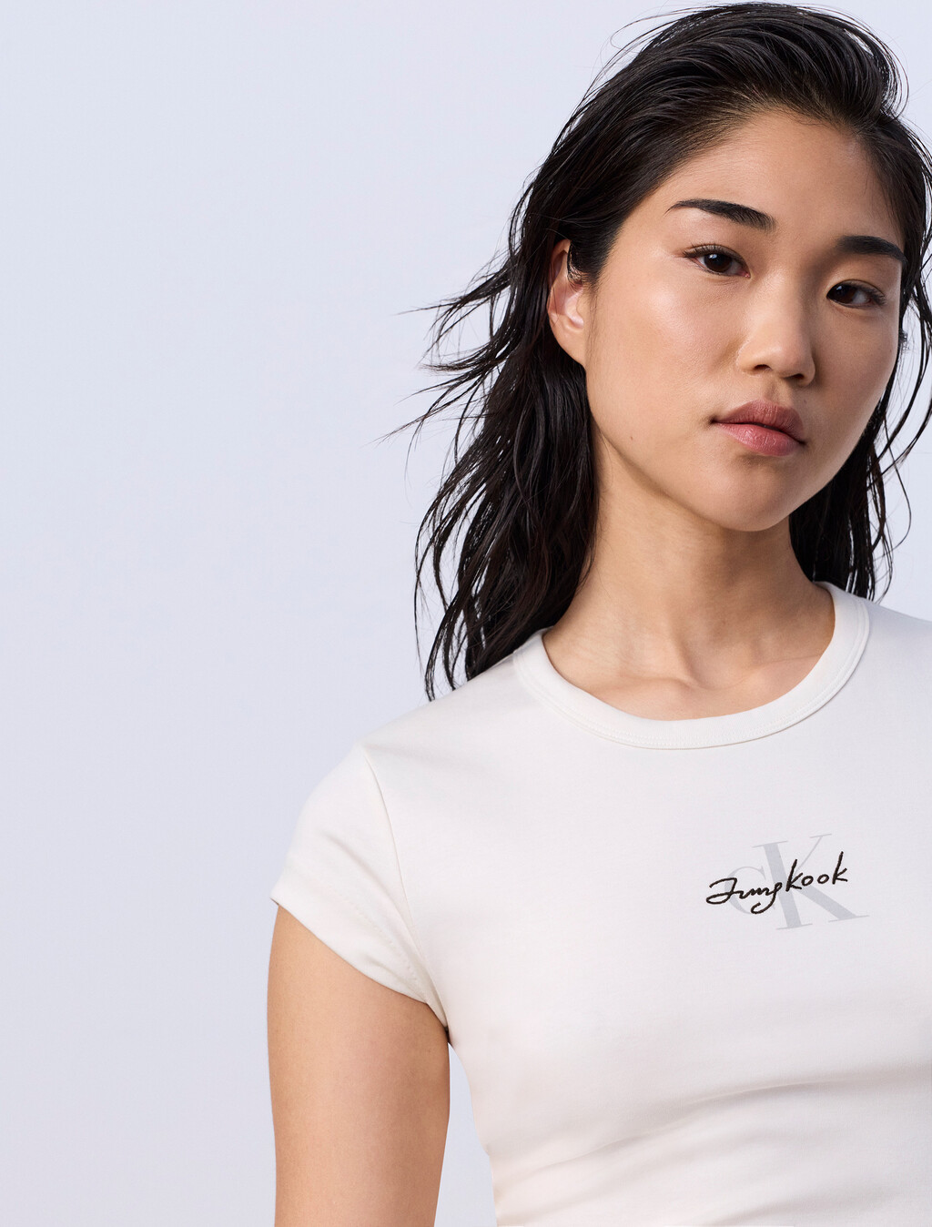 Jung Kook for Calvin Klein Monogram Baby Tee, LILY, hi-res