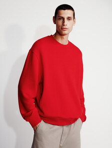 Lux Terry Crewneck Sweatshirt, Pantone Red, hi-res