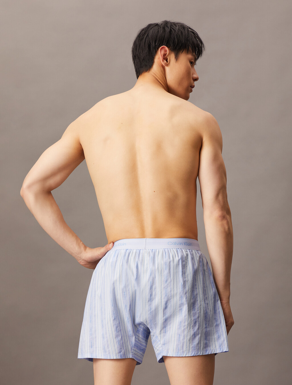 府綢棉經典四角內褲, 18870 CLASSIC LOGO STRIPE+HALOGEN BLUE, hi-res