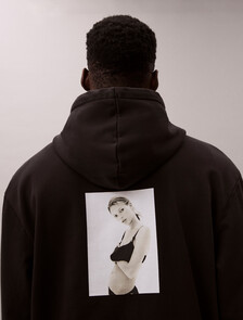 Kate Moss 抓絨圖案連帽衫, Black, hi-res