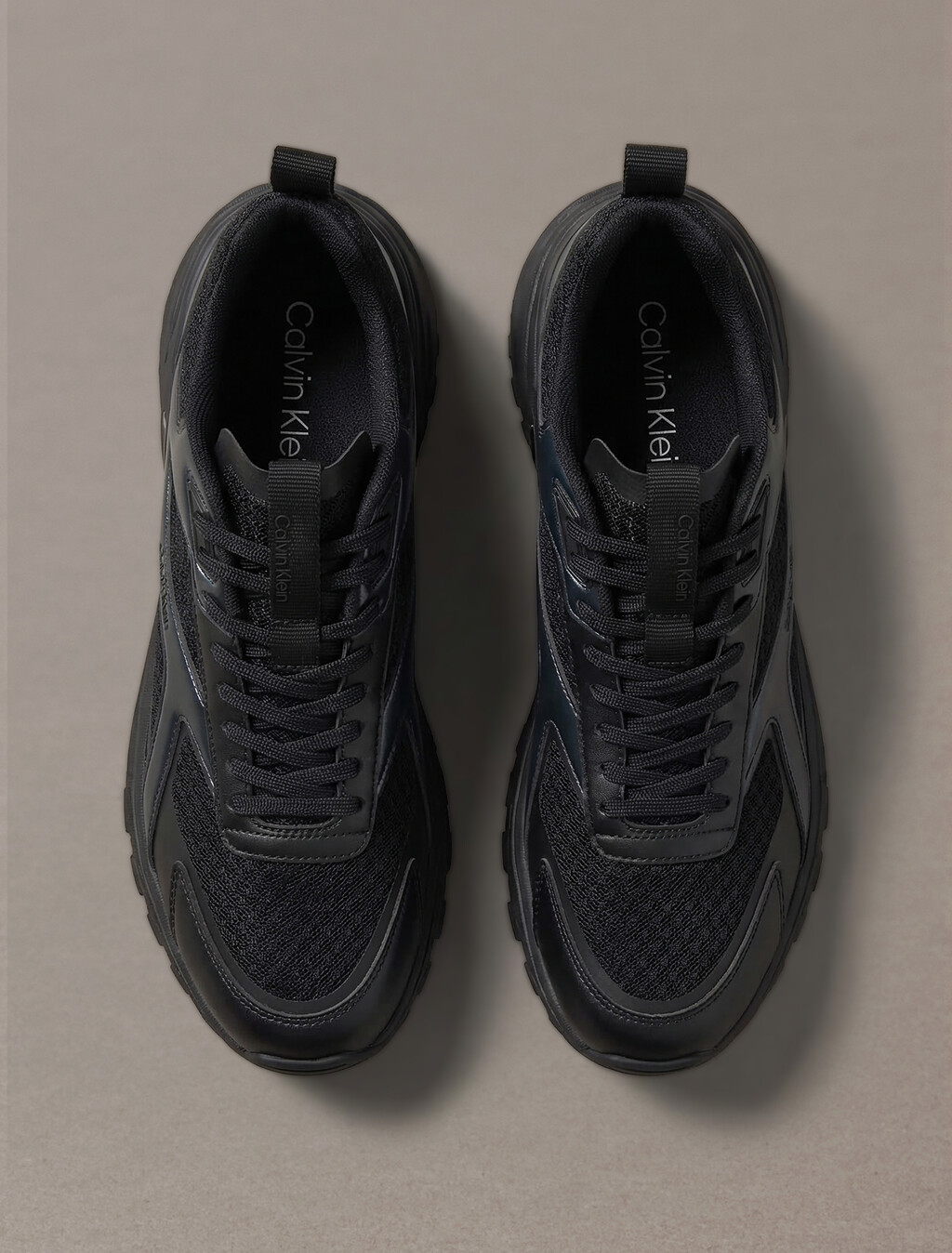 Knit and Metallic Runner Trainers, Triple Black, hi-res