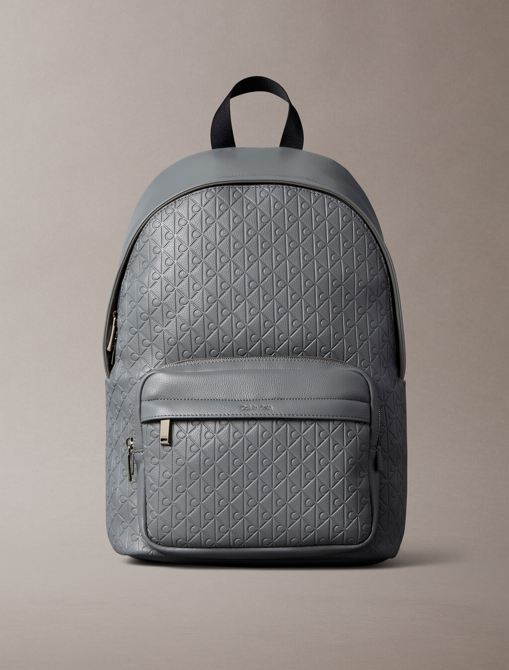 Embossed Allover Monogram Backpack, Charcoal Gray, hi-res