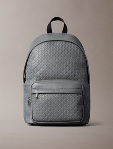 Embossed Allover Monogram Backpack, Charcoal Gray, hi-res