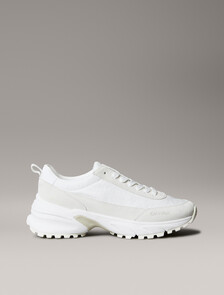 Suede and Emblem Logo Nylon Trainers, White/Marshmallow/Feather Gray, hi-res