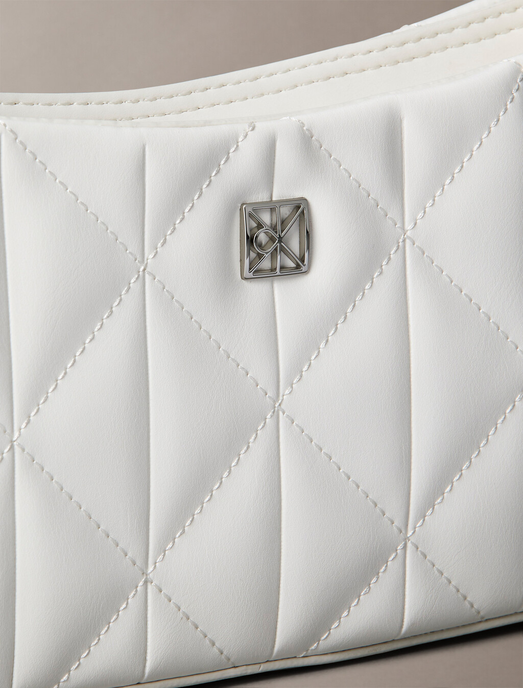 Quilted Emblem Logo Small Shoulder Bag, Lily White, hi-res