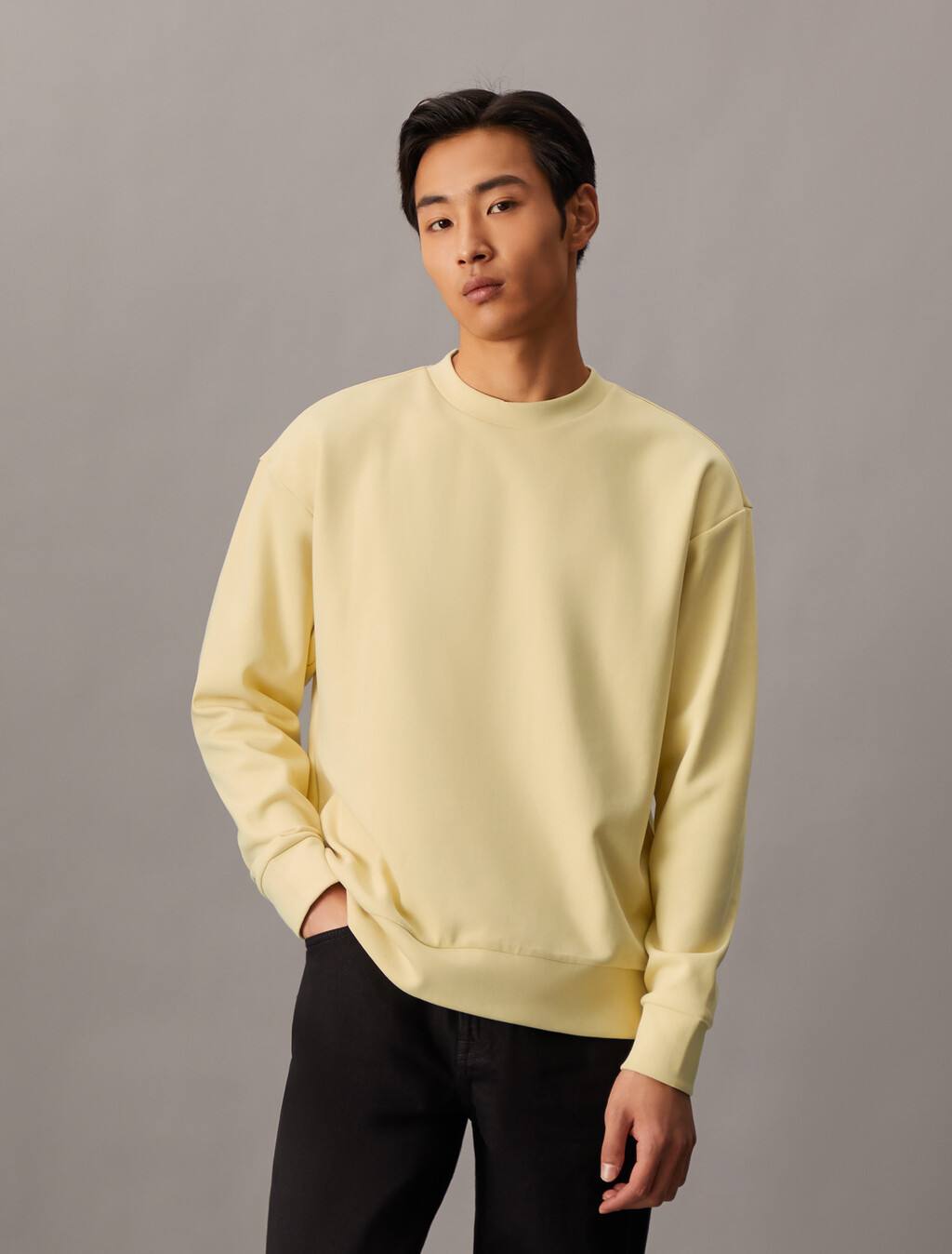 Combed Lightweight Interlock Cotton Sweatshirt, Reed Yellow, hi-res