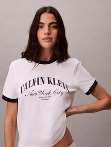 Heritage Logo Relaxed Ringer Tee, Bright White, hi-res