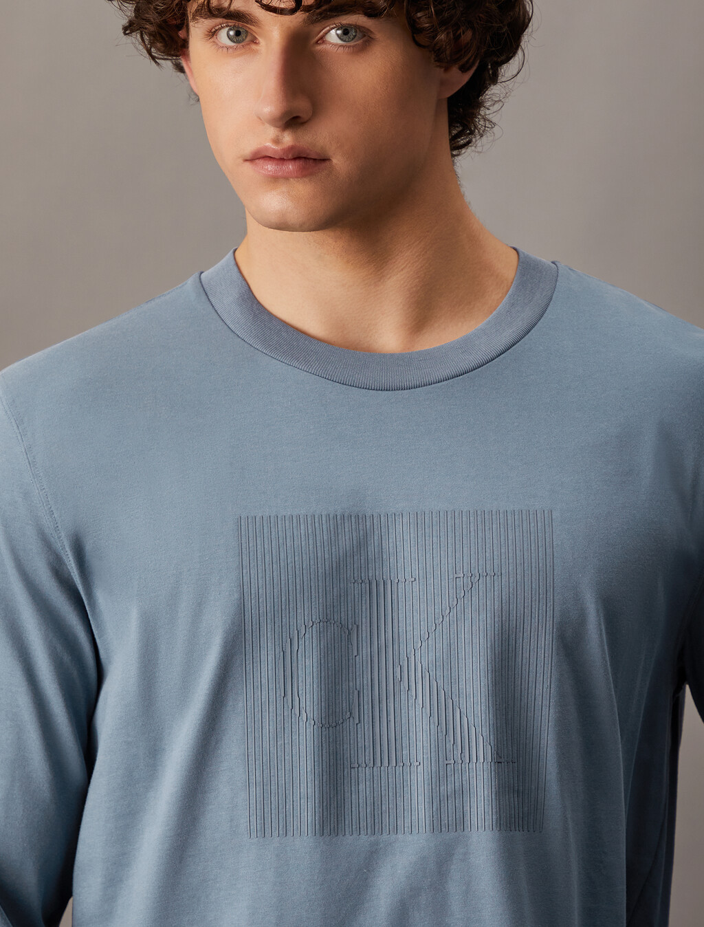 Graphic Monogram Relaxed Long Sleeve Tee, China Blue, hi-res