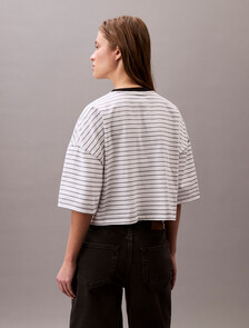 Striped Cropped Boxy Tee, 19005 CSW25S_W010+1_Brilliant White, hi-res