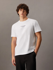 Textured Logo Smooth Cotton Tee, Bright White, hi-res