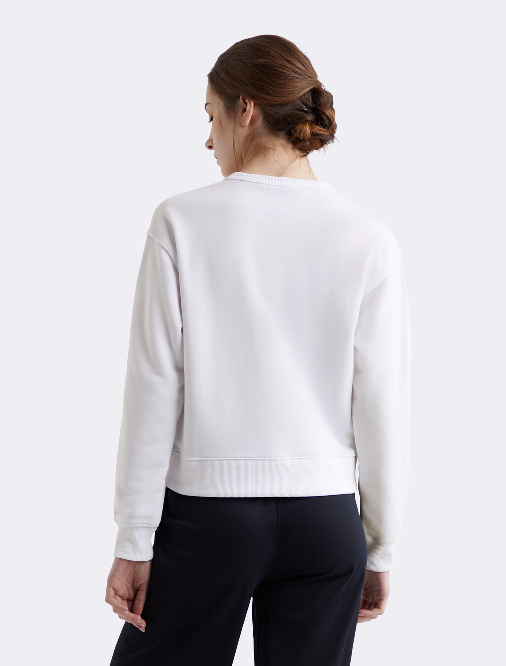 Cropped French Terry Sweatshirt, BRILLIANT WHITE, hi-res
