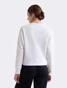 Cropped French Terry Sweatshirt, BRILLIANT WHITE, hi-res