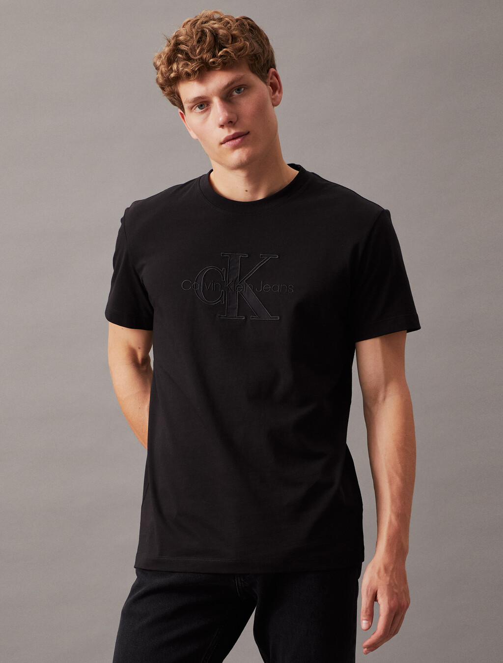 同色調 Monogram 標誌 T 裇, Ck Black, hi-res