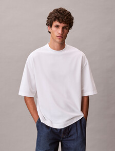 Monogram 壓花標誌涼感寬版 T 恤, Bright White, hi-res