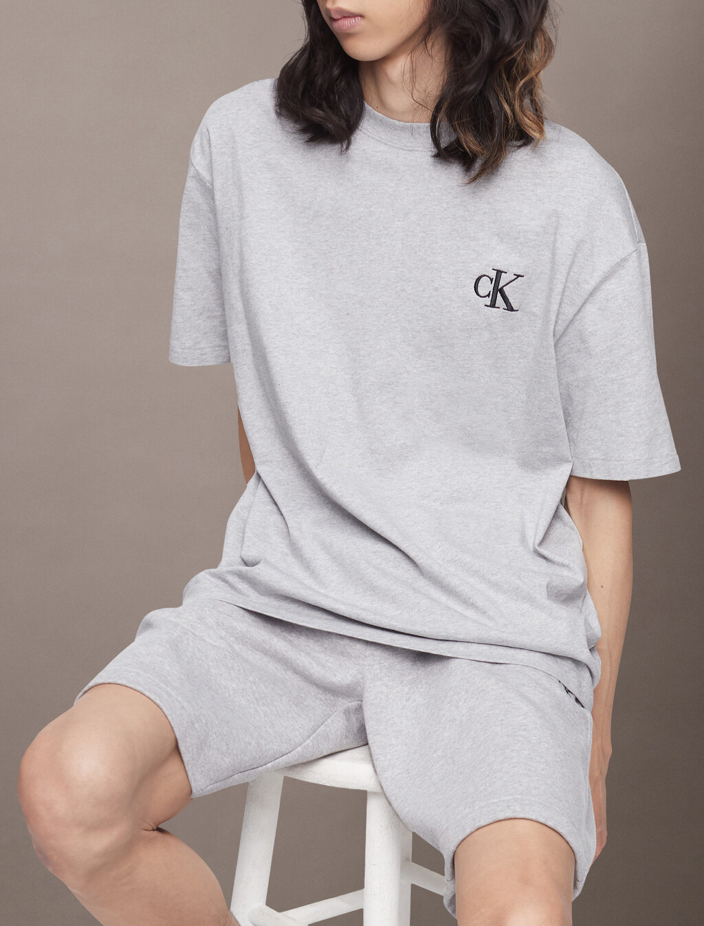 Calvin Logo Crew Neck Tee, Heroic Grey Heather, hi-res