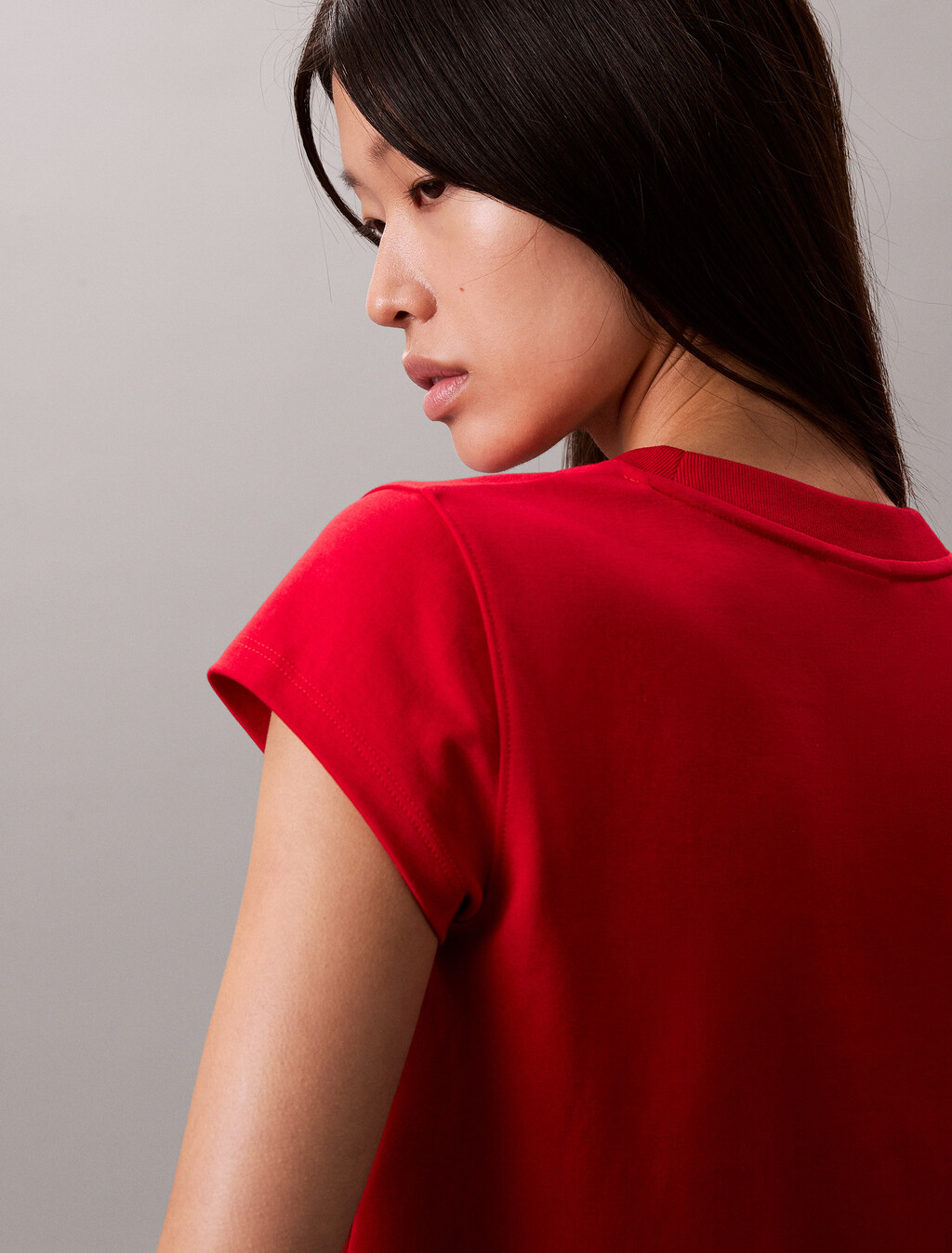 農曆新年絲光棉 CK Emblem 緊身 T 恤, Pantone Red, hi-res