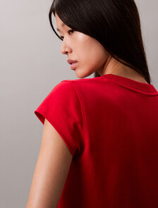 農曆新年絲光棉 CK Emblem 緊身 T 恤, Pantone Red, hi-res