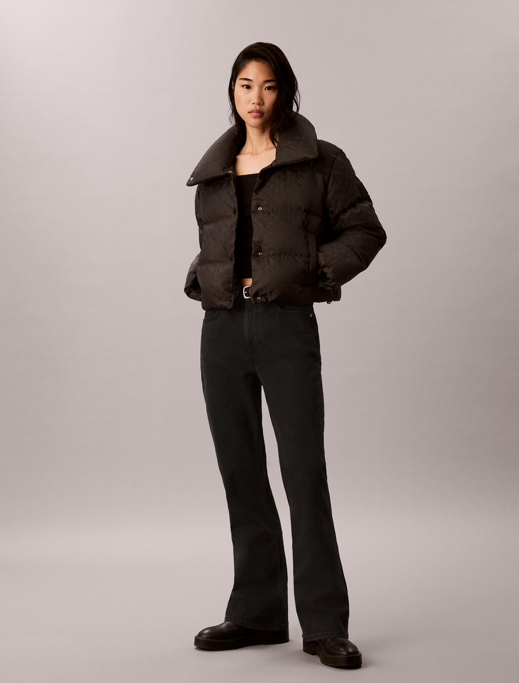 標誌羽絨外套, Black CK Emblem Jacquard, hi-res
