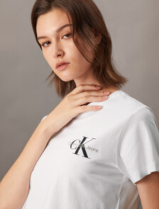 Monogram Cropped Tee, Bright White, hi-res