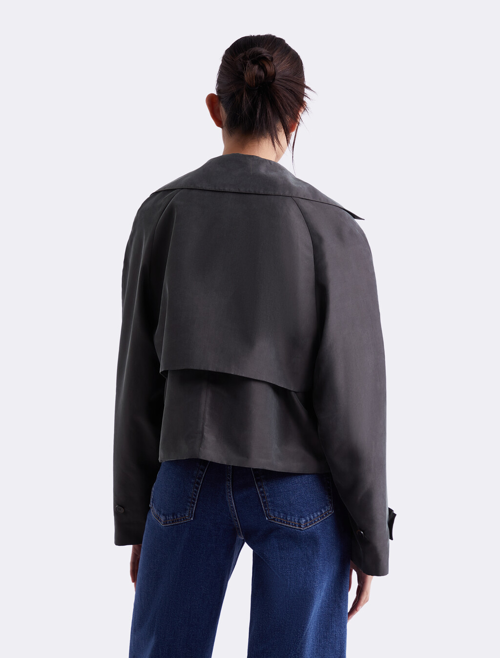 Cropped Trench Coat, Mulch, hi-res