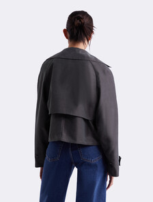 Cropped Trench Coat, Mulch, hi-res