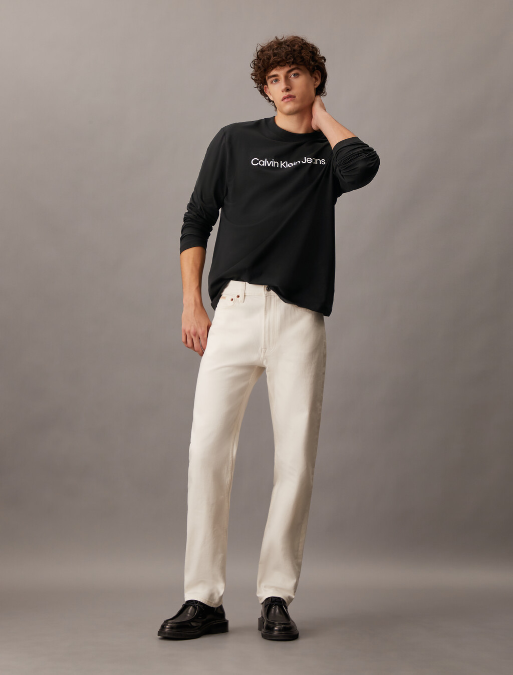 Institutional Logo Regular Long Sleeve Tee, Ck Black, hi-res