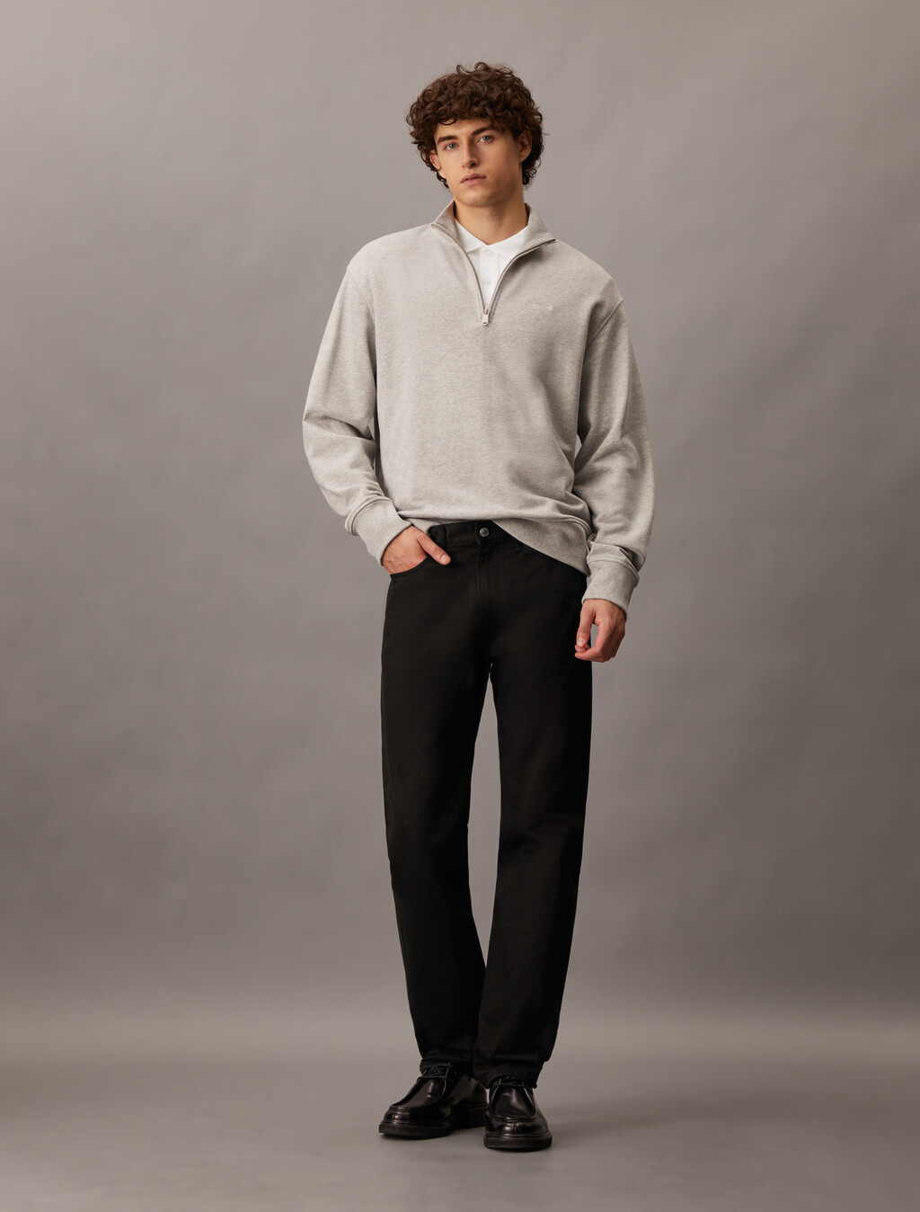 CK 標誌珠地棉 Polo 衫, Bright White, hi-res