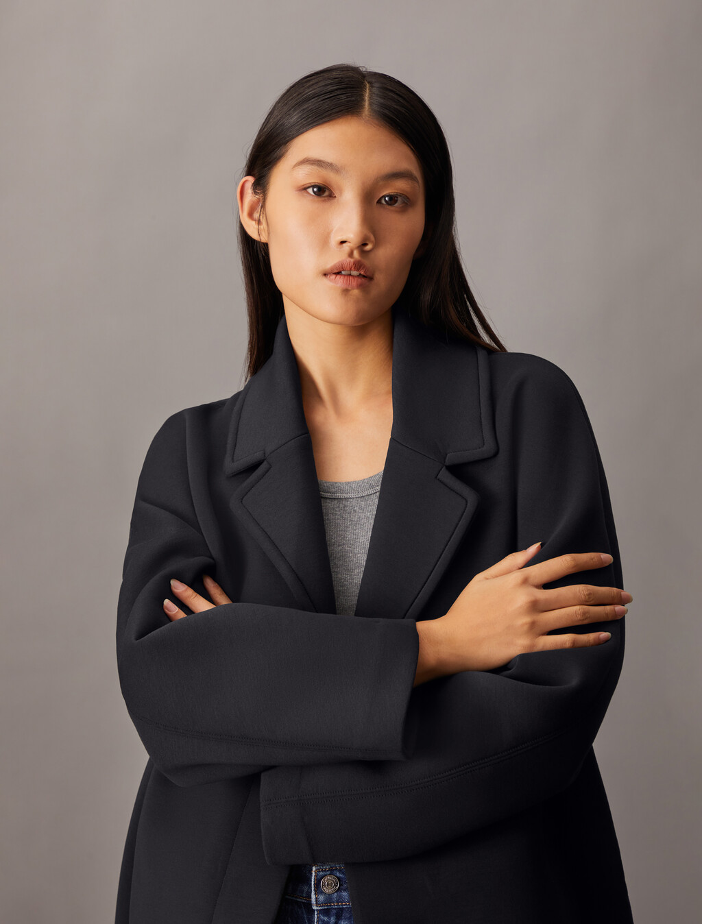 Scuba Cocoon Coat, Black Beauty, hi-res