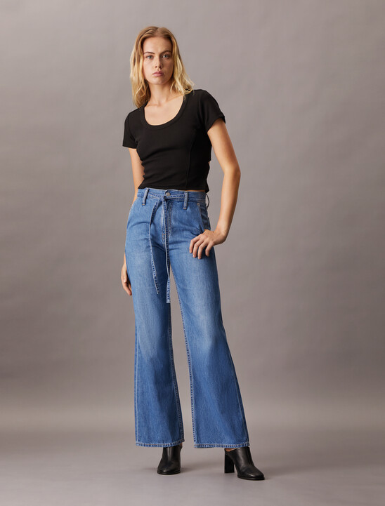Linen High Rise Wide Leg Jeans