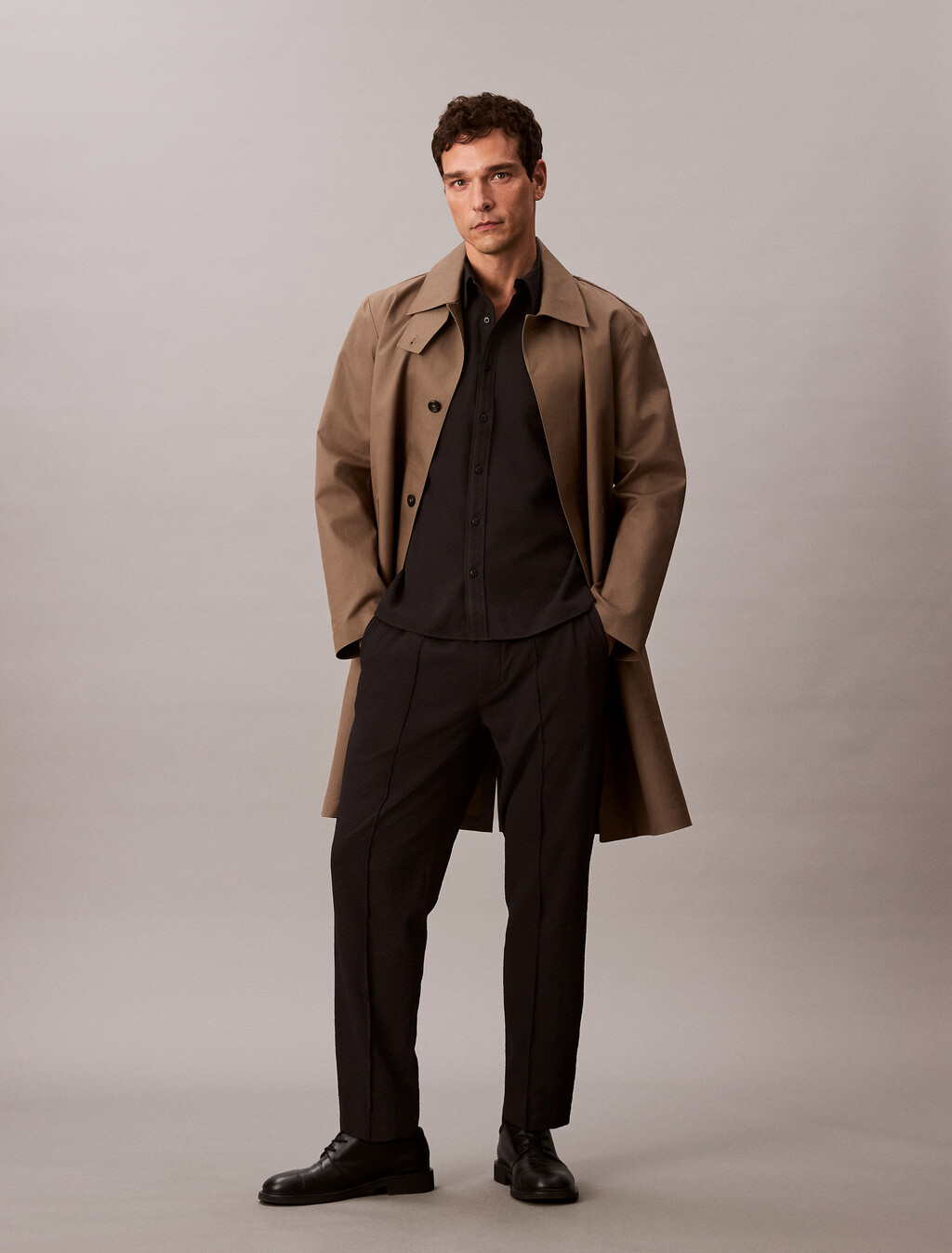 Seersucker Classic Shirt, Black, hi-res